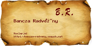 Bancza Radvány névjegykártya